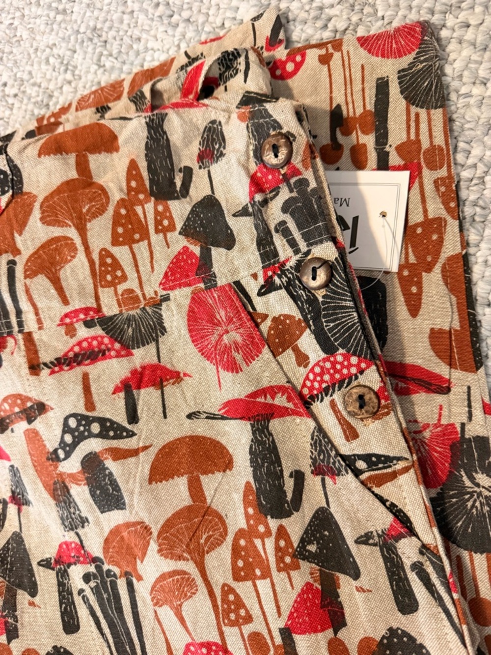 Mushroom Print Overalls - Festival Boho 🤩 NWT 100% Cotten - Picture 9 of 11